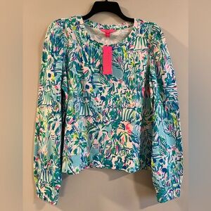 Lilly Pulitzer Jansen Sweatshirt Blue Ibiza-NWT-size XL